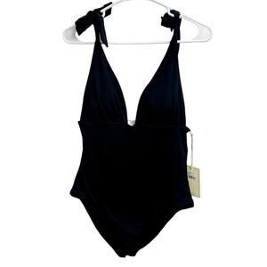 NWT Anthropologie Boamar Black Tie One Piece‎ Swimsuit Size M Feminine Luxury